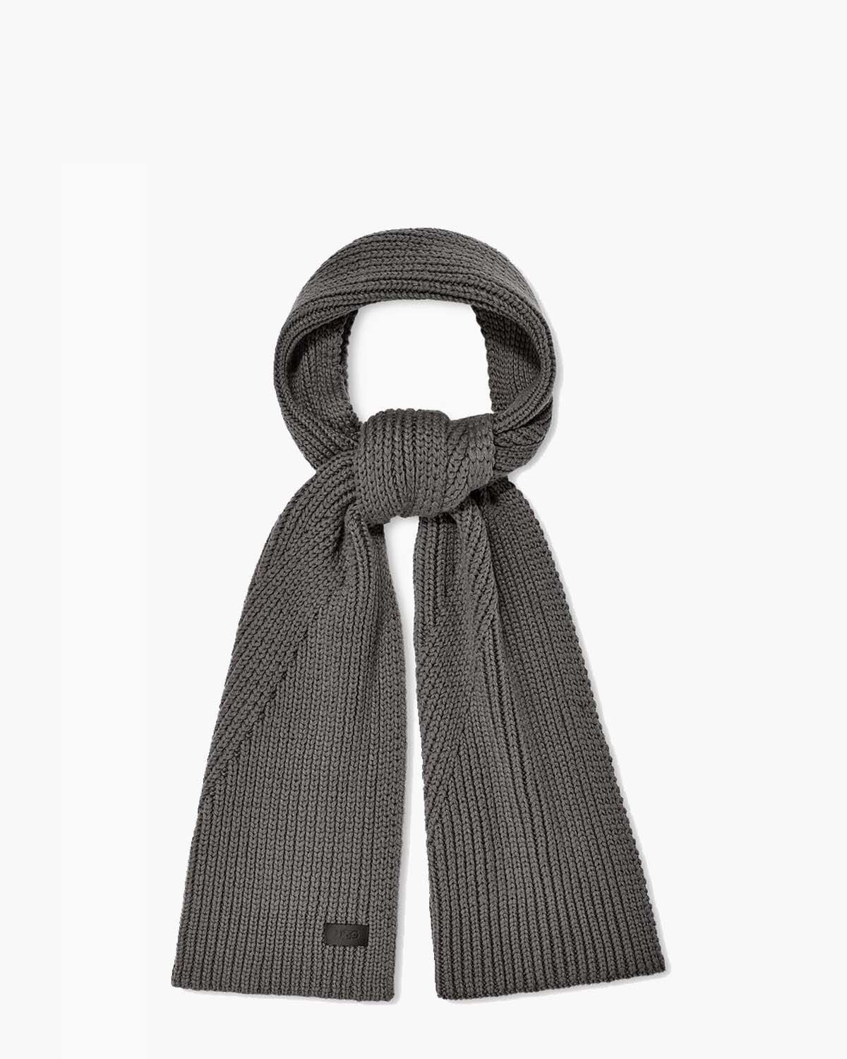 Ugg Knit Diagonal Ribbed Scarf Grey